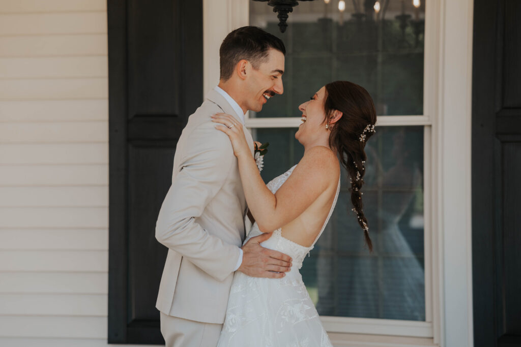 Couple during their first look at their Arizona wedding