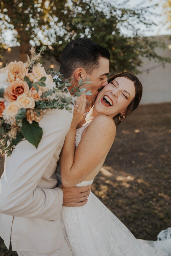 Romantic couple at their Arizona wedding