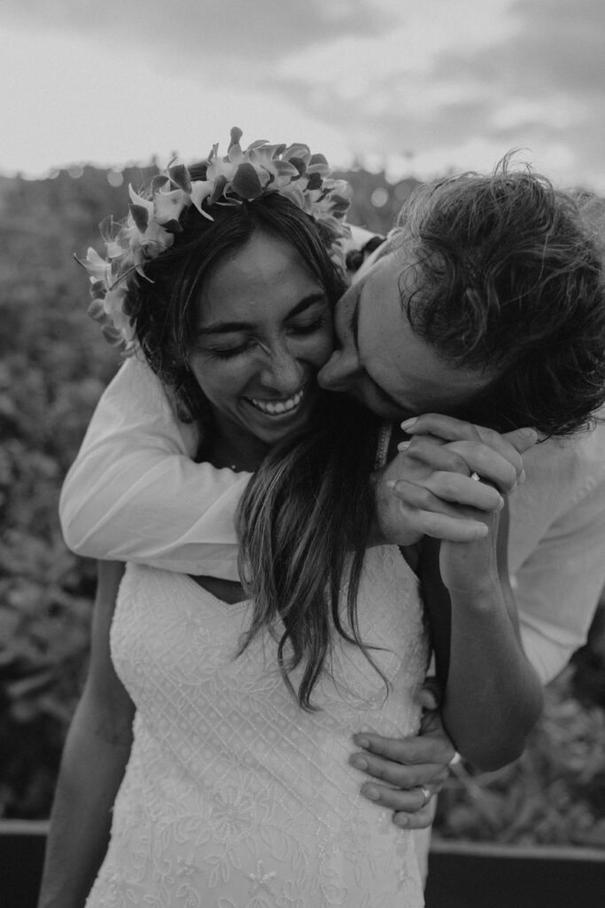 Couple eloping on a beach in Maui, Hawaii