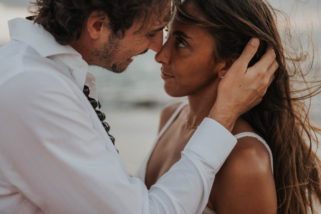 Couple ready to elope on a Maui beach