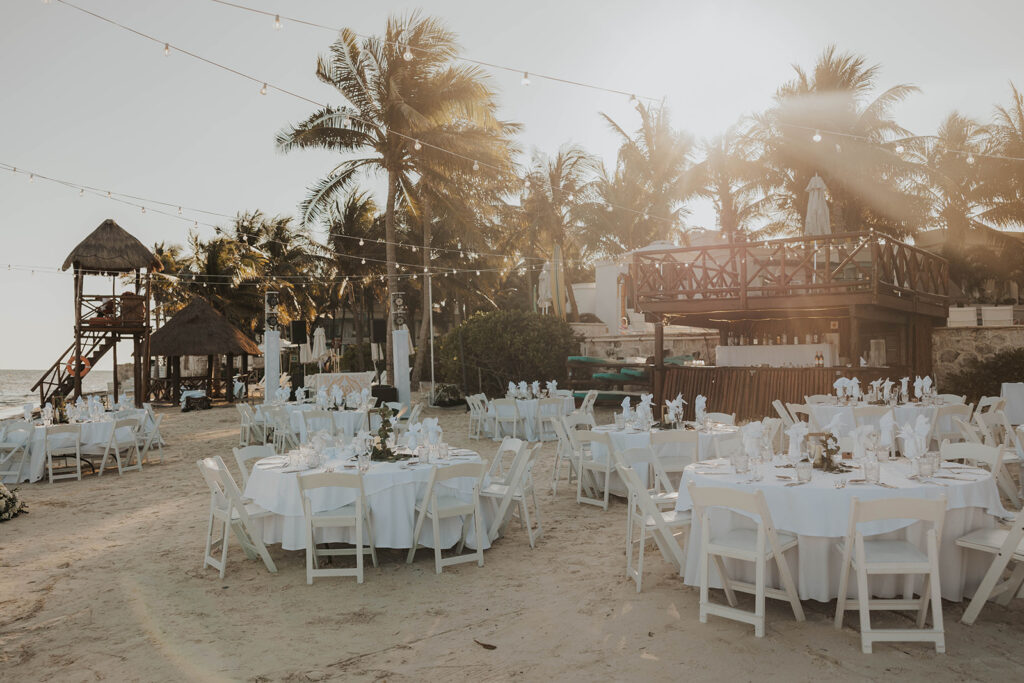 beach wedding reception setup