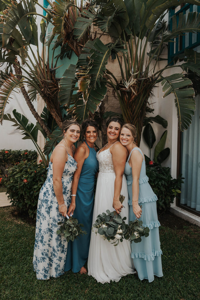 beach wedding bridal party photos