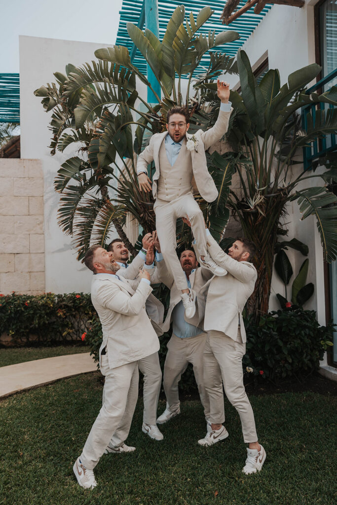 beach wedding bridal party photos