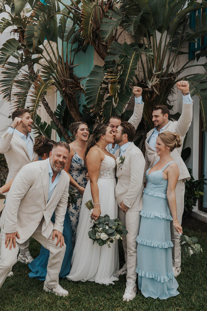 beach wedding bridal party photos