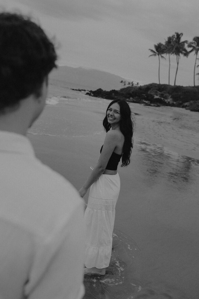 documentary engagement photos by the ocean in maui