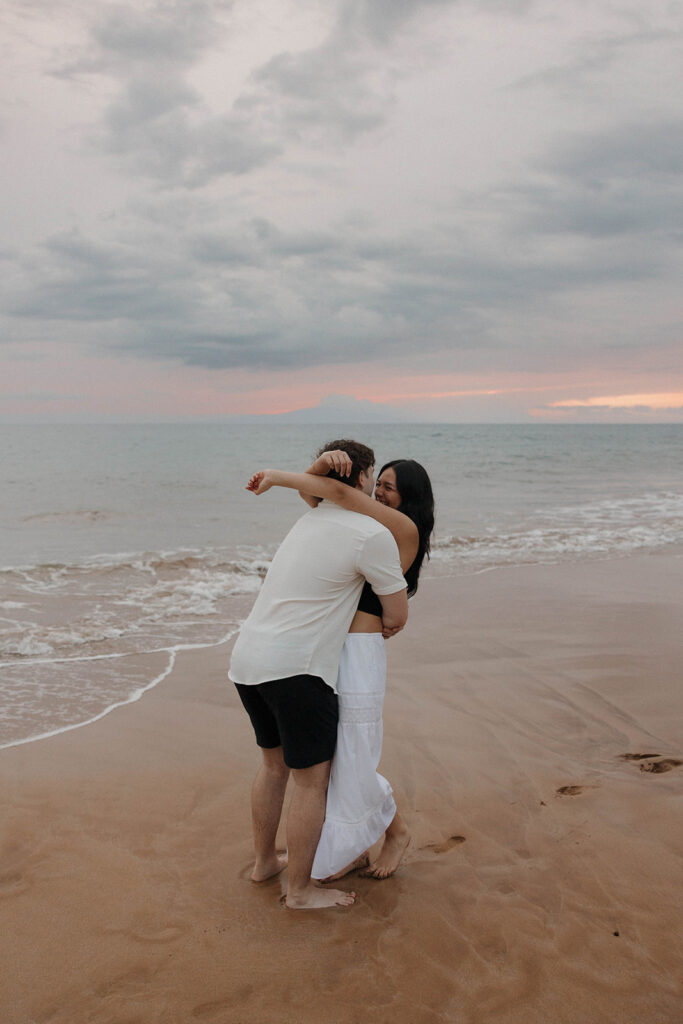 documentary engagement photos by the ocean in maui