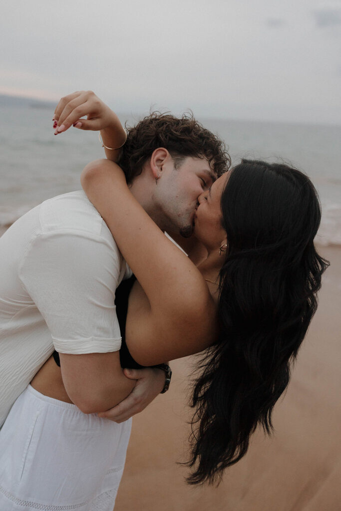 documentary engagement photos by the ocean in maui