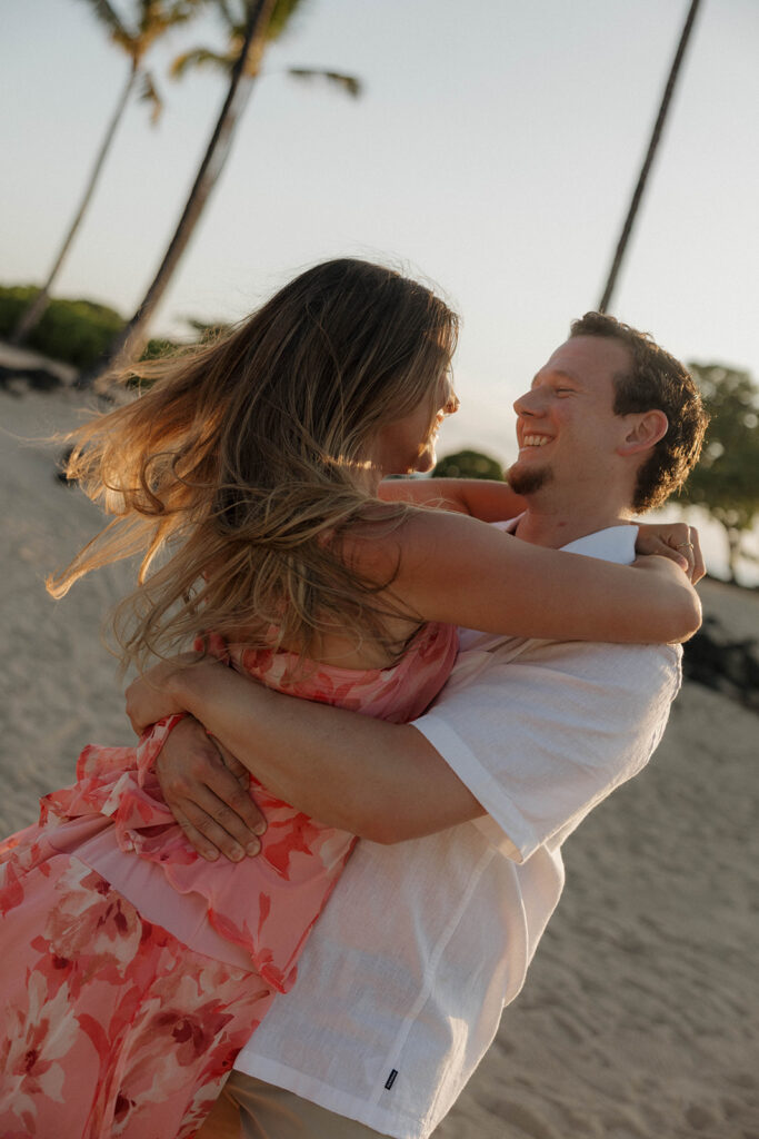 documentary style engagement photos on the beach