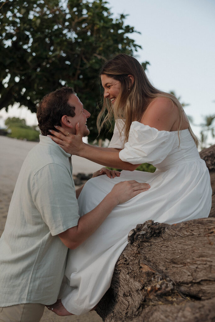 tropical island engagement photos on the beach