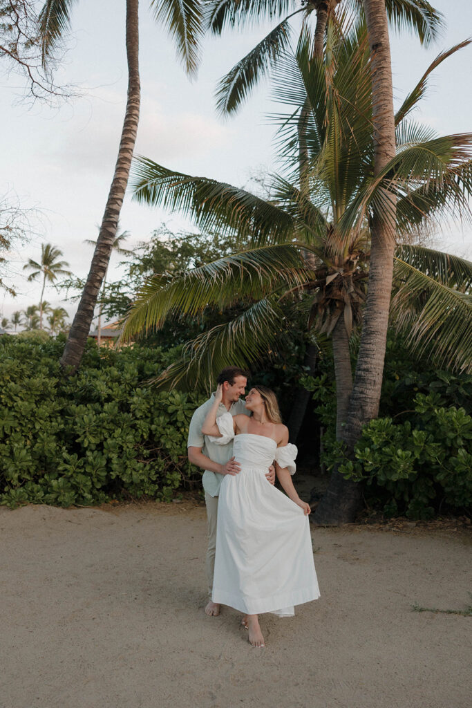 tropical island engagement photos on the beach