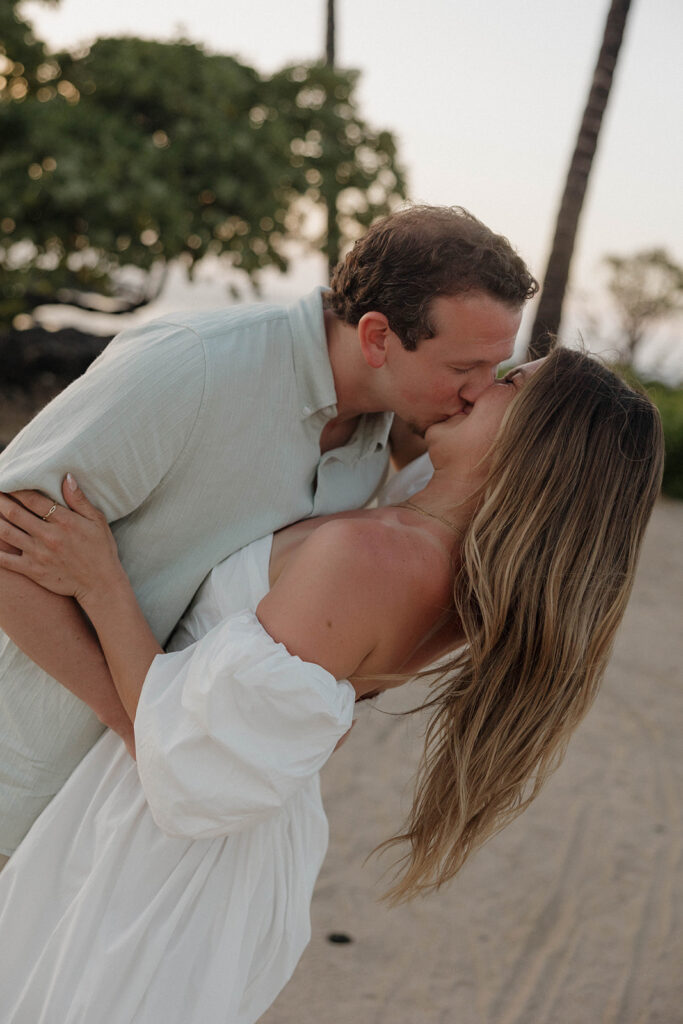 tropical island engagement photos on the beach
