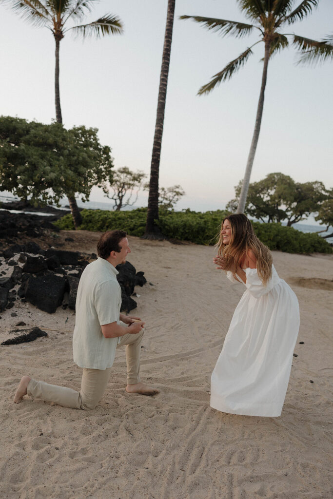romantic beach surprise proposal in hawaii