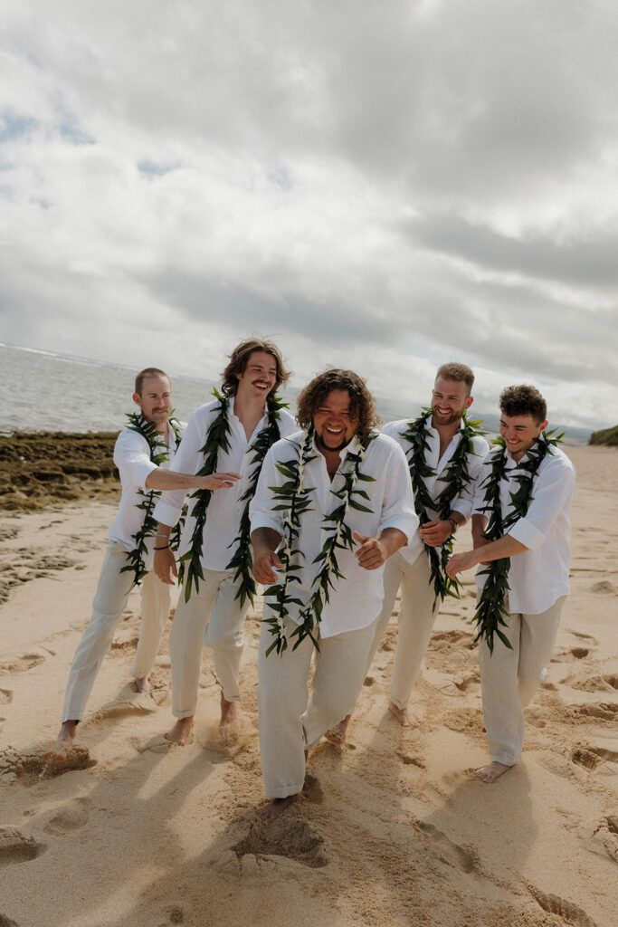 beach wedding groomsmen photos island wedding