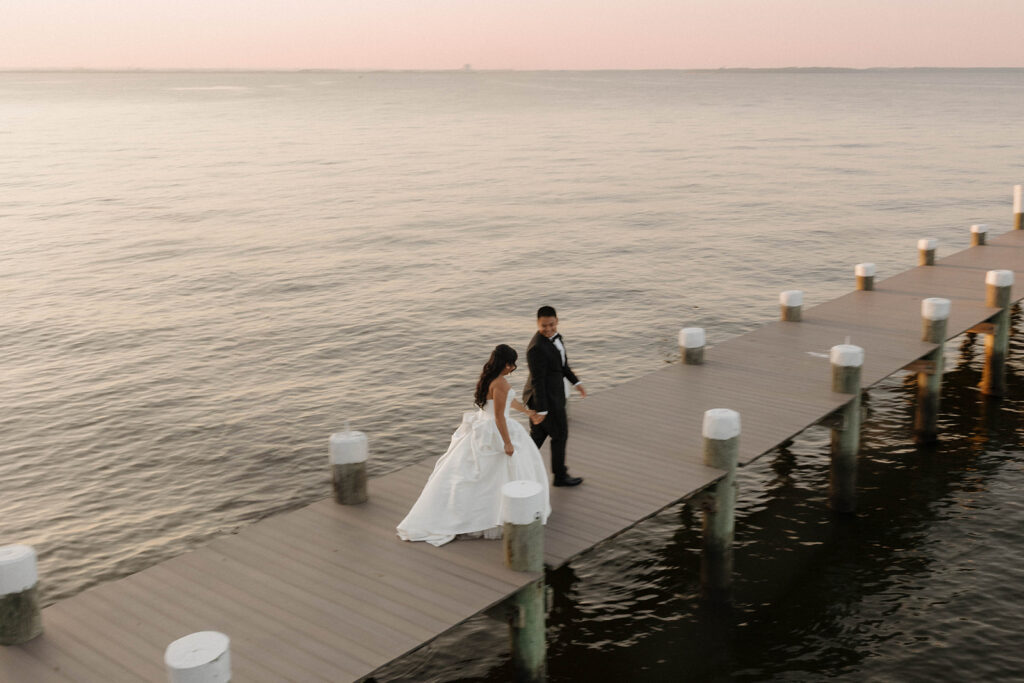 maryland dock wedding photos with bride and groom