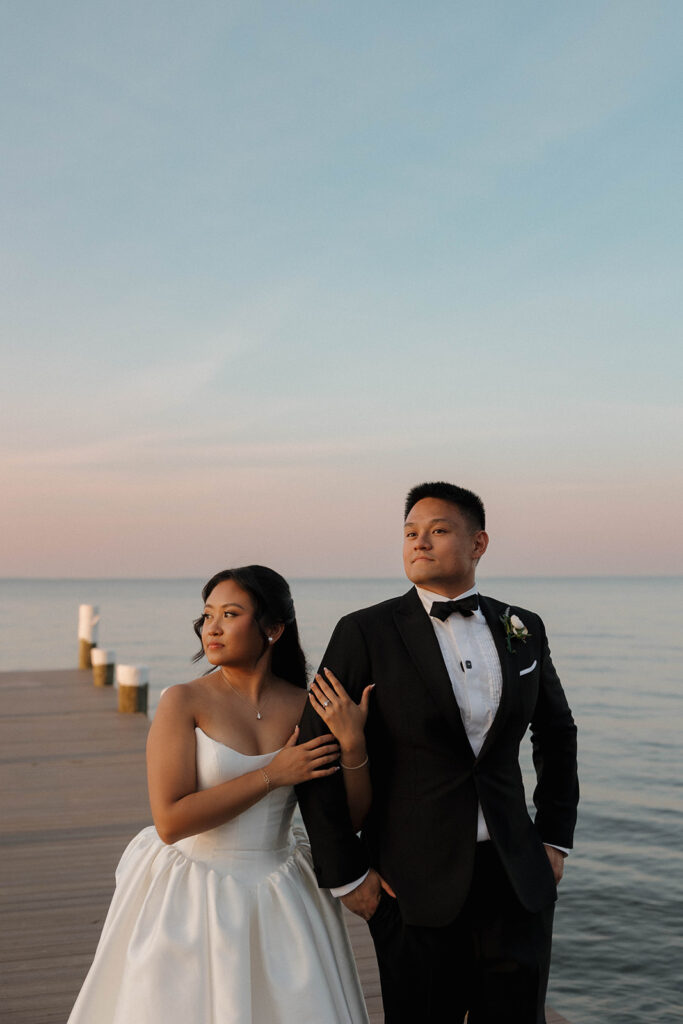 maryland dock wedding photos with bride and groom