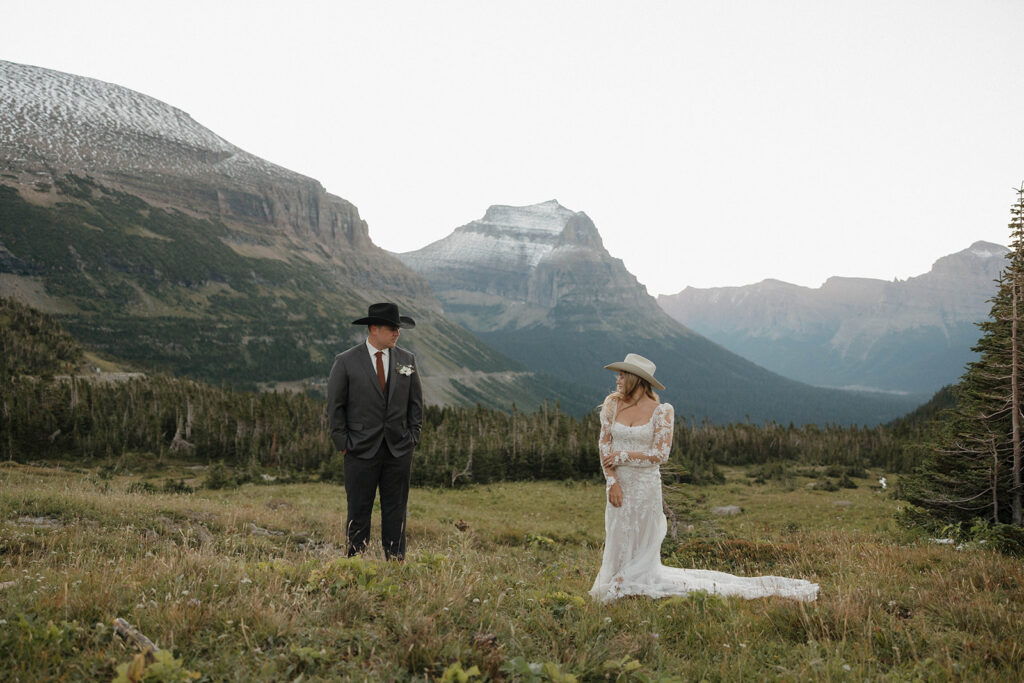 glacier national park bride and groom photos elopement in montana