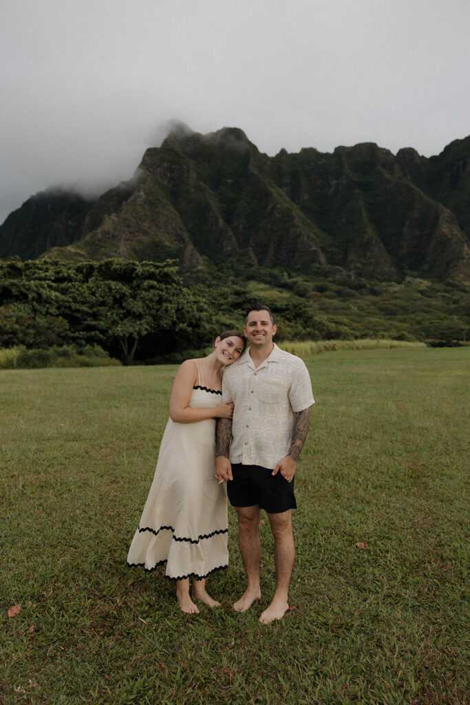 Kualoa Regional Park Couples Photoshoot with Mountains & Ocean Views