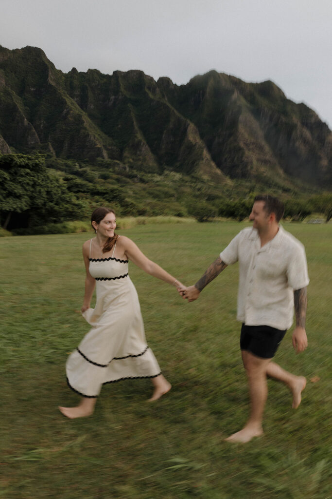 Kualoa Regional Park Couples Photoshoot with Mountains & Ocean Views