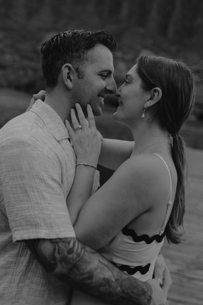 romantic black and white couple photo