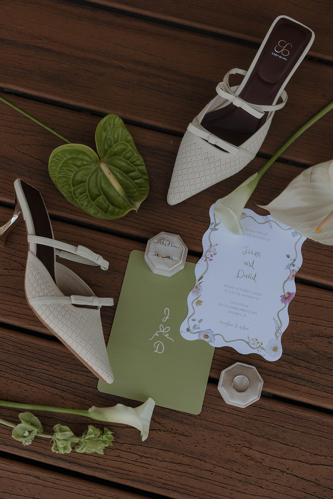 Maui wedding flat lay 