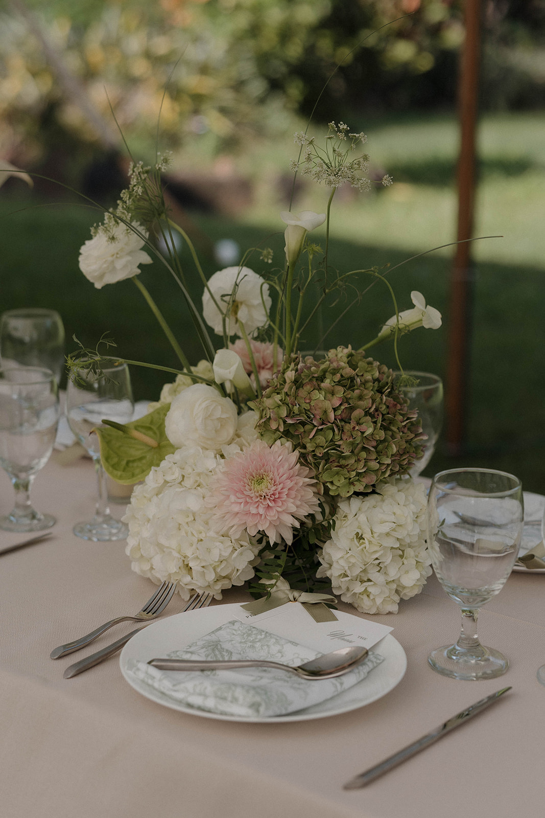 Maui wedding reception table florals 